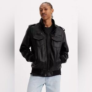 FAUX LEATHER AVIATOR BOMBER JACKET